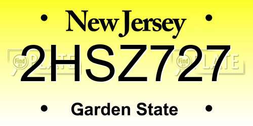 2HSZ727 New Jersey License Plate