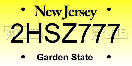 2HSZ777 New Jersey License Plate