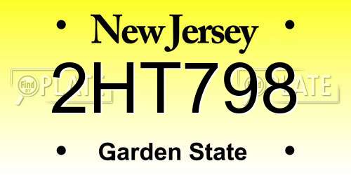 2HT798 New Jersey License Plate