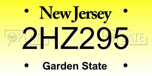 2HZ295 New Jersey License Plate