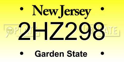 2HZ298 New Jersey License Plate