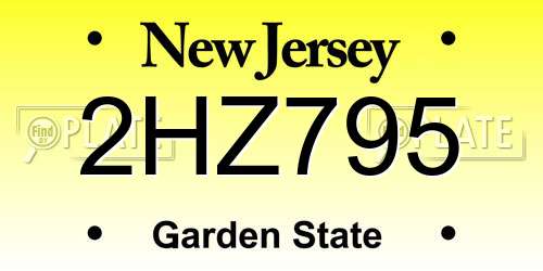 2HZ795 New Jersey License Plate
