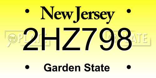 2HZ798 New Jersey License Plate
