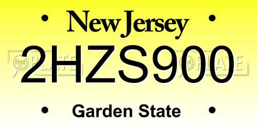 2HZS900 New Jersey License Plate