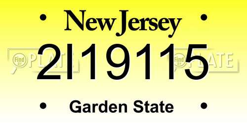 2I19115 New Jersey License Plate