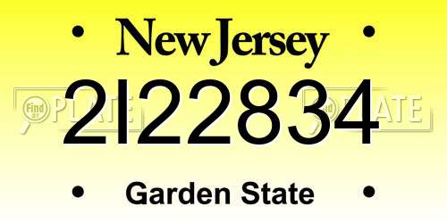 2I22834 New Jersey License Plate