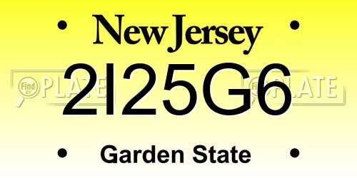 2I25G6 New Jersey License Plate