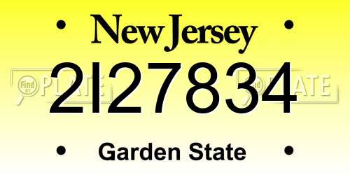 2I27834 New Jersey License Plate