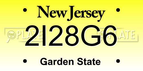 2I28G6 New Jersey License Plate