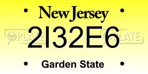 2I32E6 New Jersey License Plate