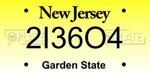 2I36O4 New Jersey License Plate