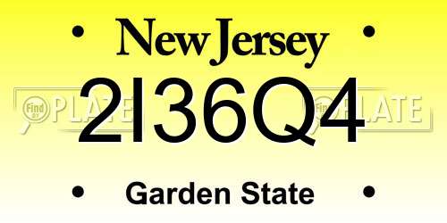 2I36Q4 New Jersey License Plate