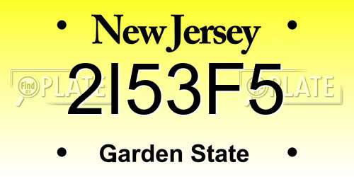 2I53F5 New Jersey License Plate