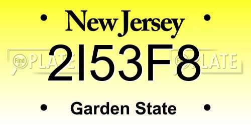 2I53F8 New Jersey License Plate