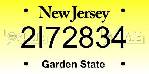 2I72834 New Jersey License Plate