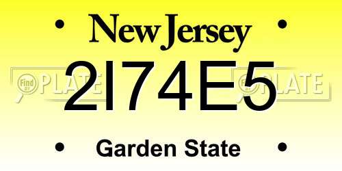 2I74E5 New Jersey License Plate