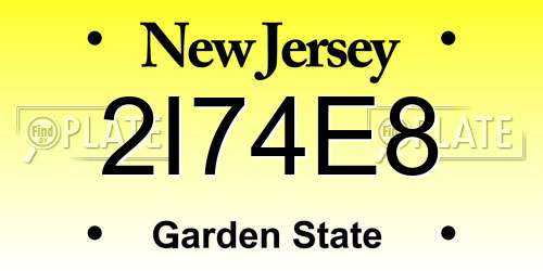 2I74E8 New Jersey License Plate