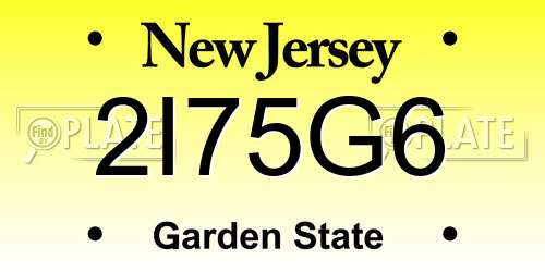 2I75G6 New Jersey License Plate