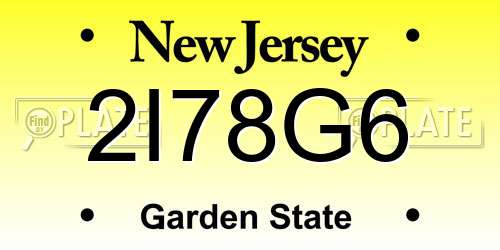 2I78G6 New Jersey License Plate
