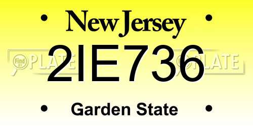 2IE736 New Jersey License Plate