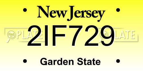2IF729 New Jersey License Plate