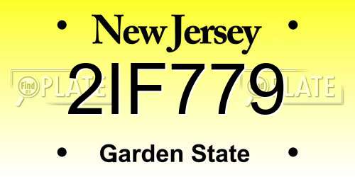2IF779 New Jersey License Plate
