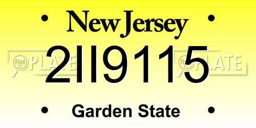 2II9115 New Jersey License Plate