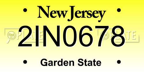 2IN0678 New Jersey License Plate