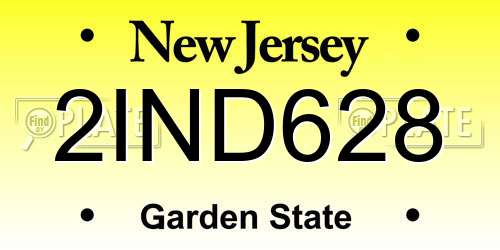 2IND628 New Jersey License Plate