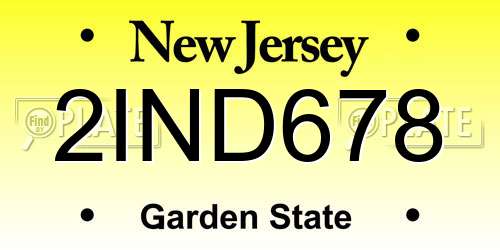 2IND678 New Jersey License Plate