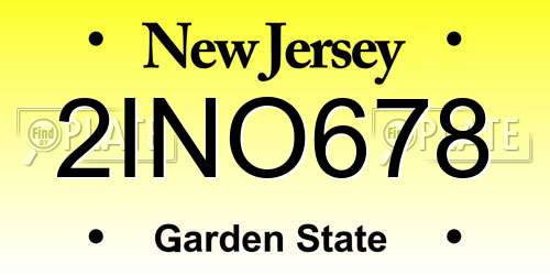 2INO678 New Jersey License Plate
