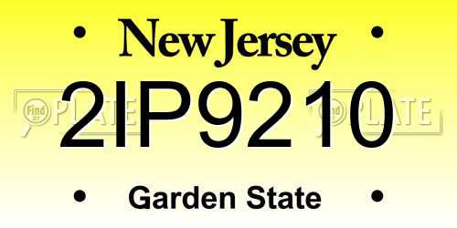 2IP9210 New Jersey License Plate