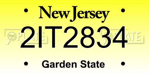 2IT2834 New Jersey License Plate