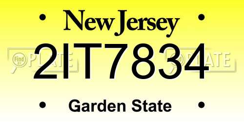 2IT7834 New Jersey License Plate