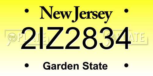 2IZ2834 New Jersey License Plate