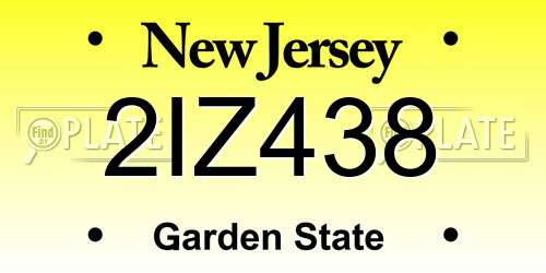 2IZ438 New Jersey License Plate