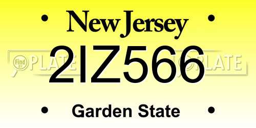2IZ566 New Jersey License Plate