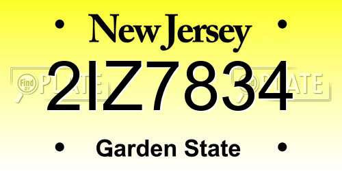 2IZ7834 New Jersey License Plate