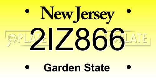 2IZ866 New Jersey License Plate