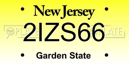 2IZS66 New Jersey License Plate