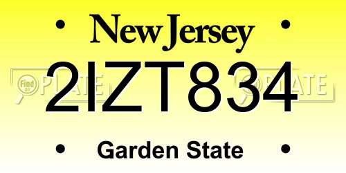 2IZT834 New Jersey License Plate