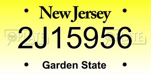 2J15956 New Jersey License Plate