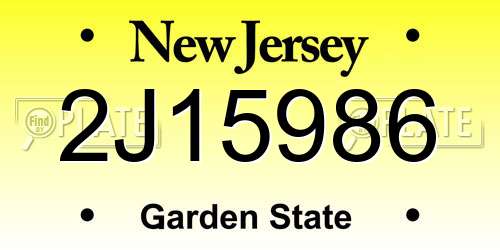 2J15986 New Jersey License Plate
