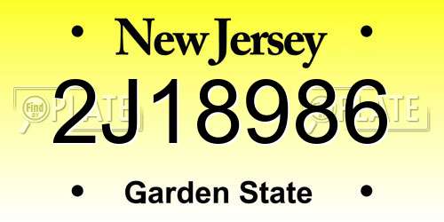 2J18986 New Jersey License Plate