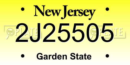 2J25505 New Jersey License Plate