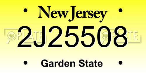 2J25508 New Jersey License Plate
