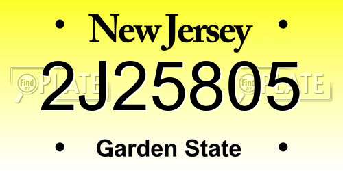2J25805 New Jersey License Plate