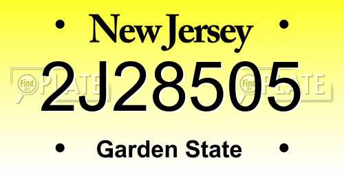 2J28505 New Jersey License Plate