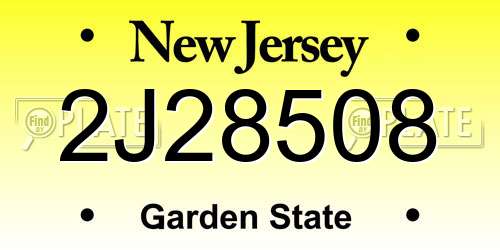 2J28508 New Jersey License Plate