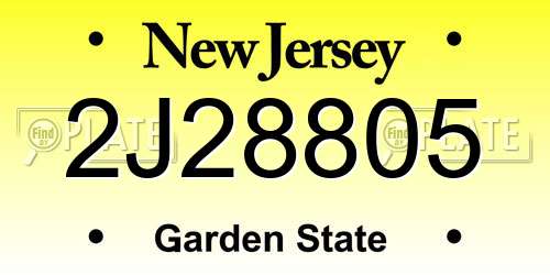 2J28805 New Jersey License Plate
